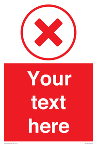 Custom red background, red cross in circle sign